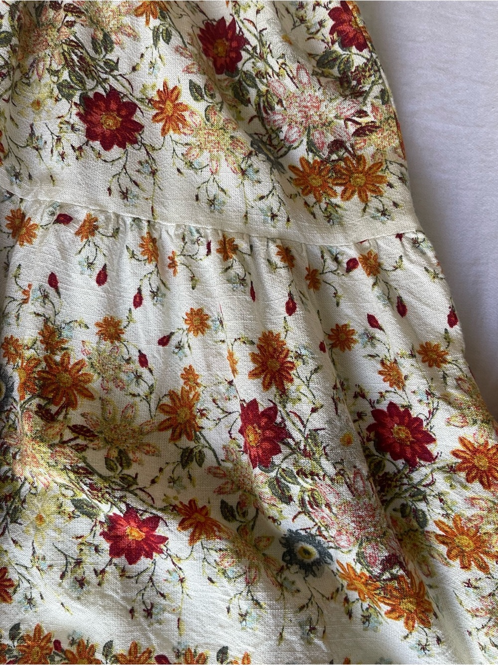 Max Studio Cream Floral V-Neck Dress with Multicolor Trim - Picture 5 of 8